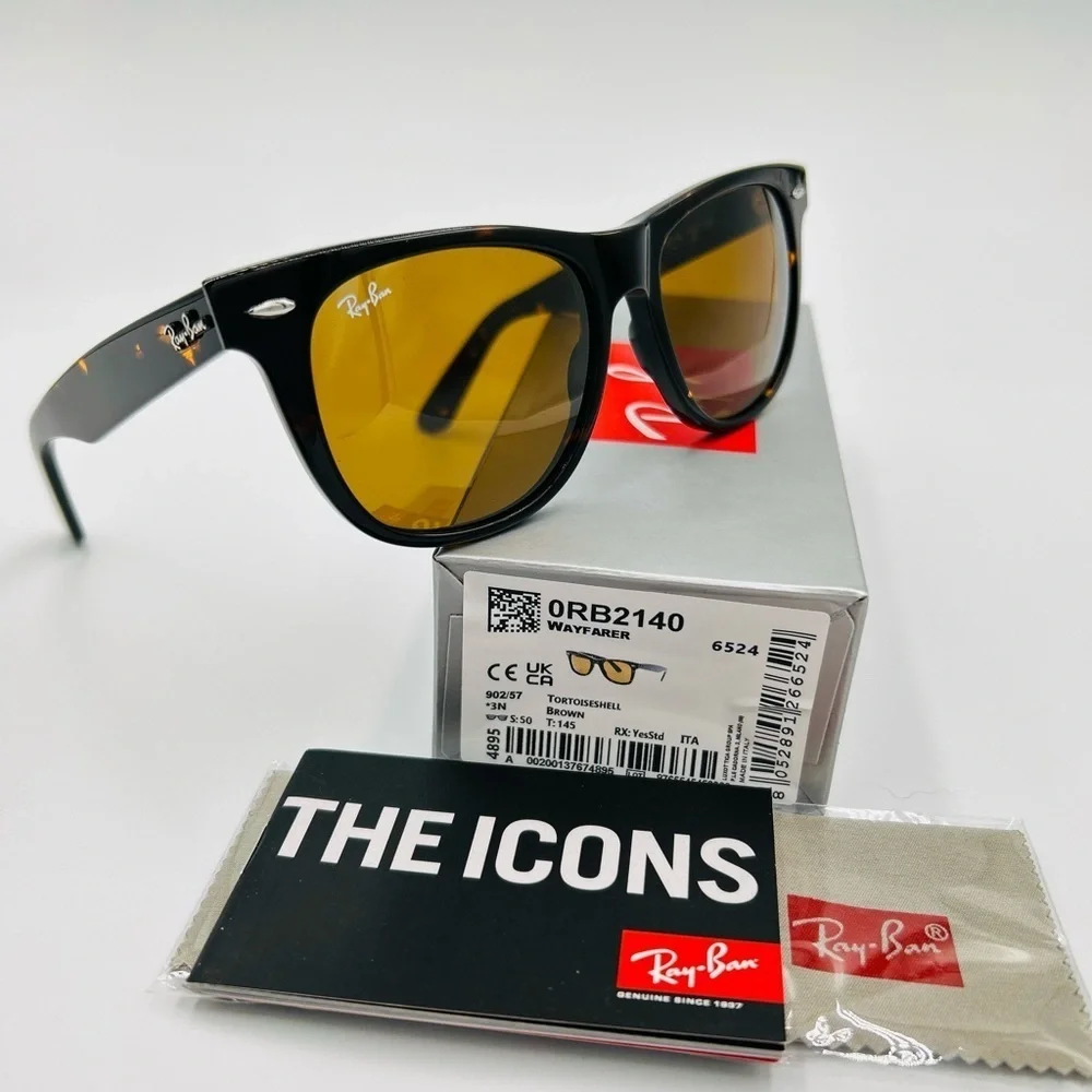 Ray-Ban Tortoiseshell Black Frame Brown Lenses Wayfarer Sunglasses
